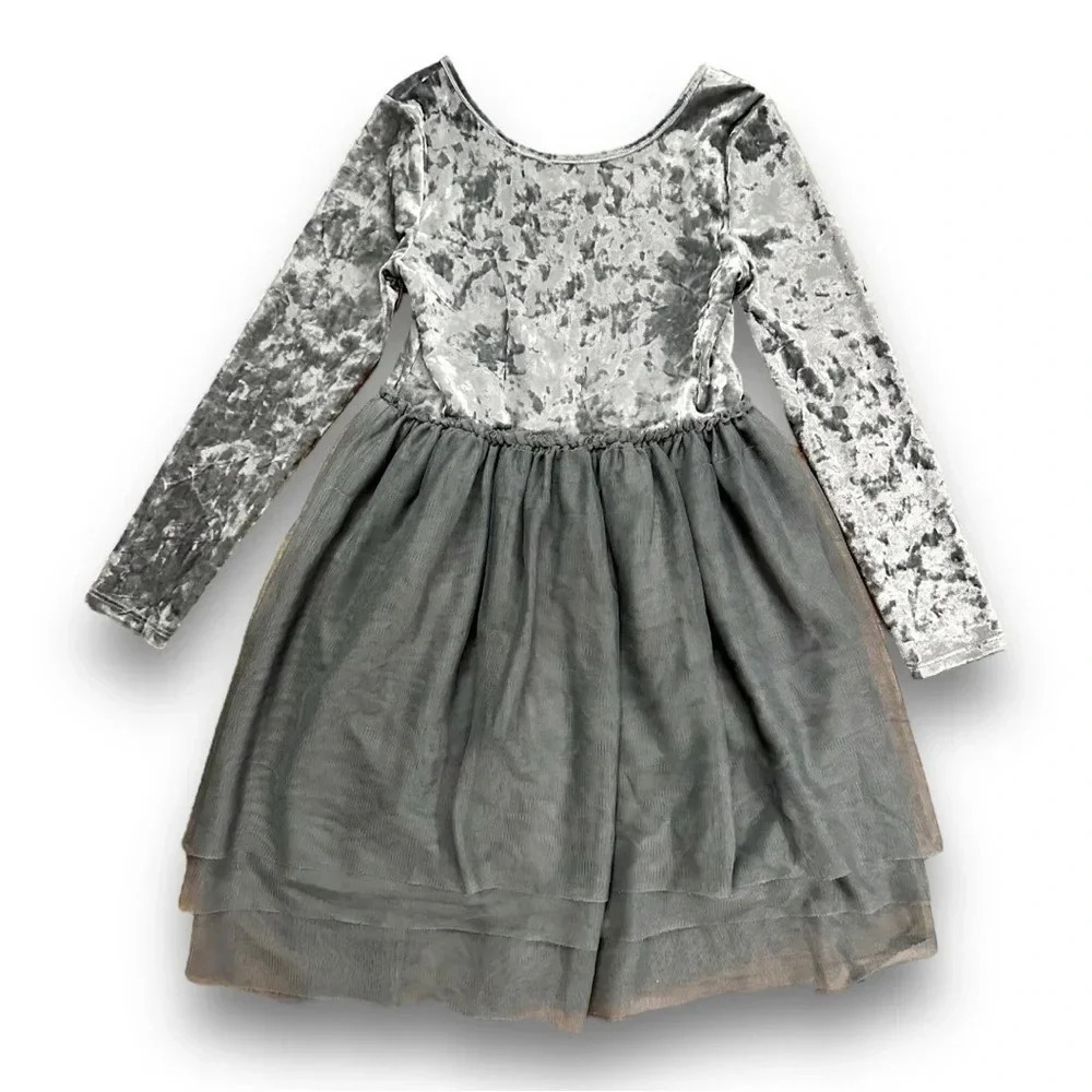 Cat & Jack | Crushed Velvet Tulle Dress (6X) 🩶